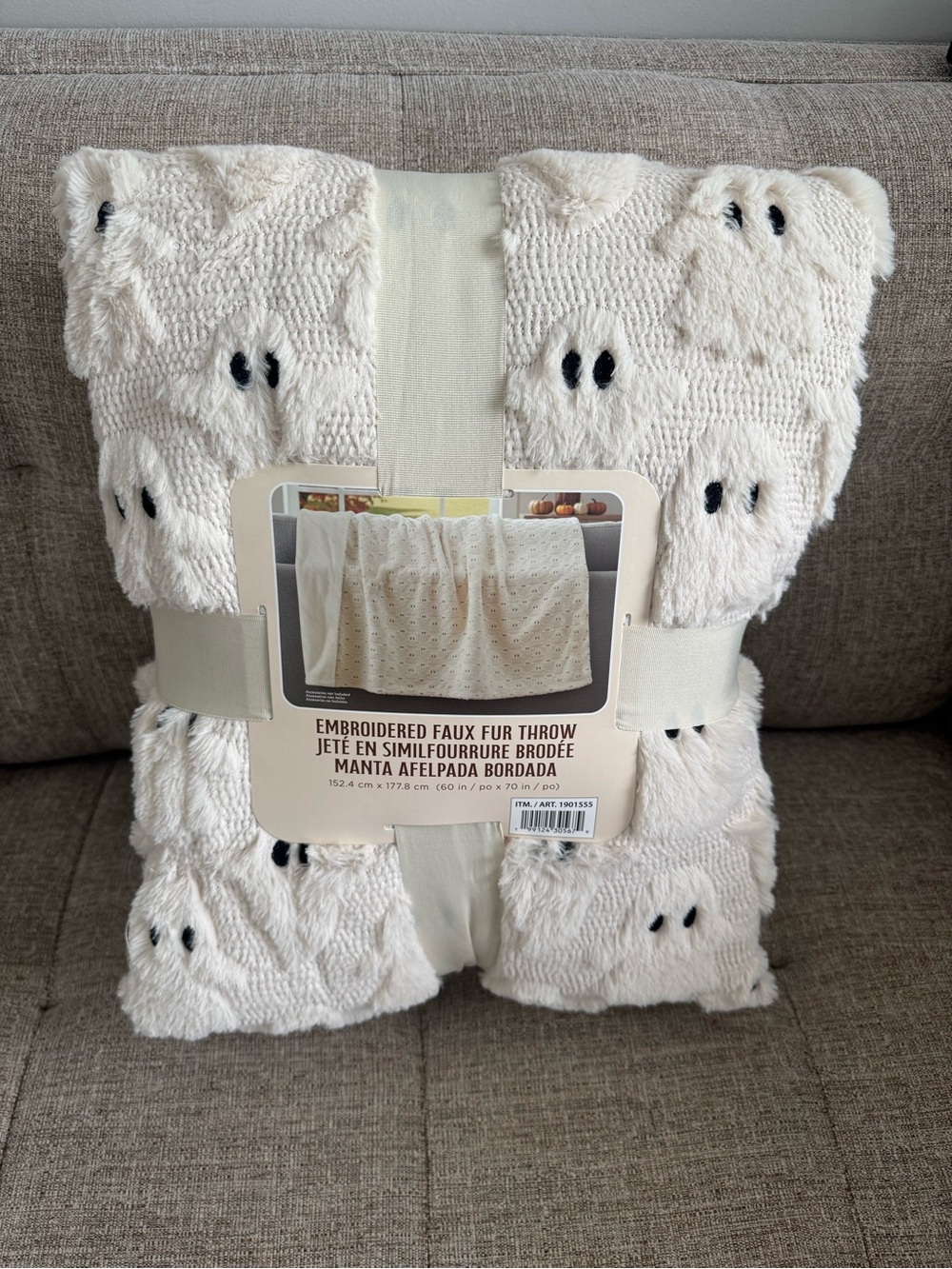 Viral Costco Embroidered Ghost Faux Fur Throw